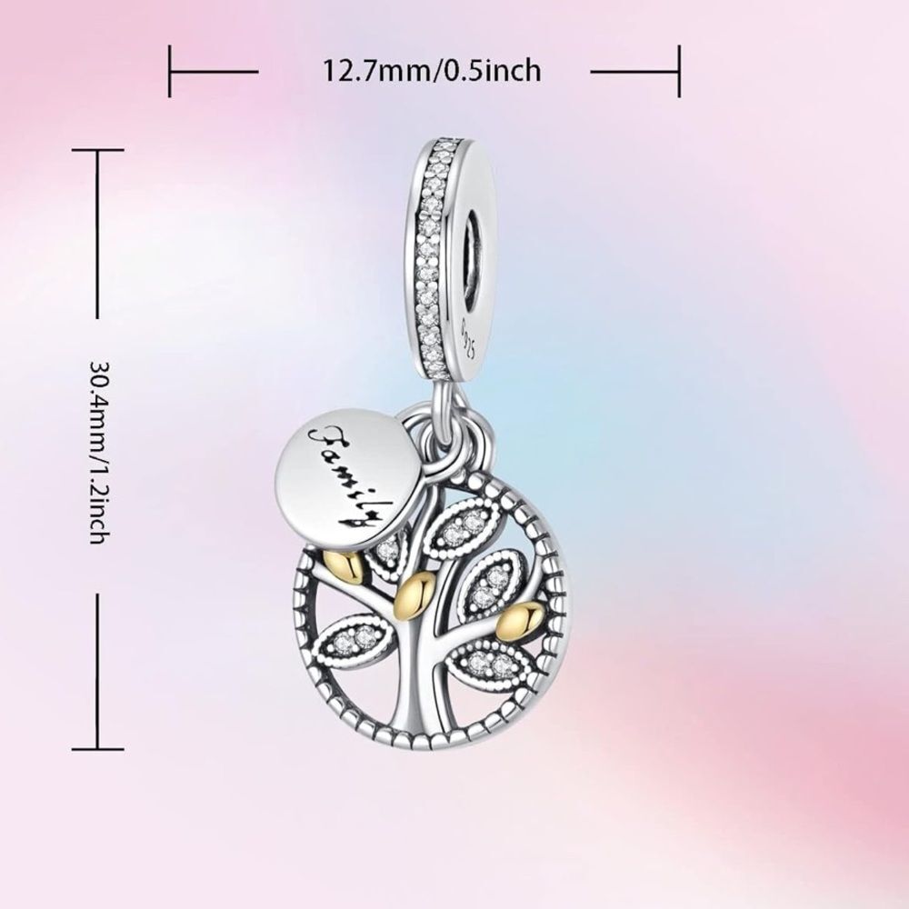 925 Sterling Silver Family Charm | Family Tree | Pandora Bracelet Fit - Picture 5 of 5